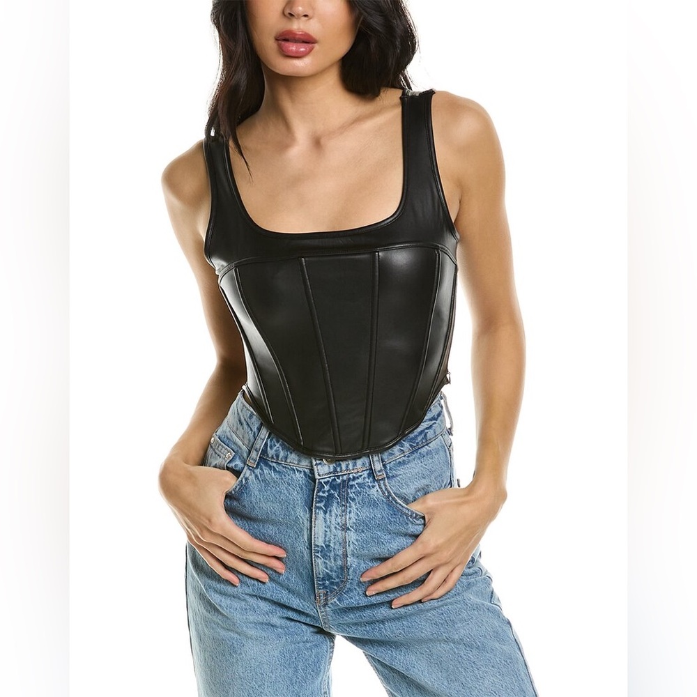 Revolve Avec Les Filles Faux Leather Bustier Crop Top